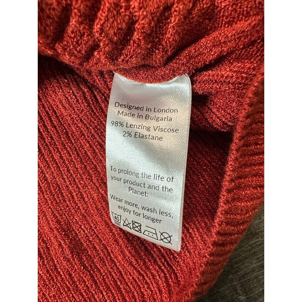 SAINT + SOFIA Honeycomb Rib Knit 3/4 Sleeve Sweater Amber Orange Large - Picture 4 of 8